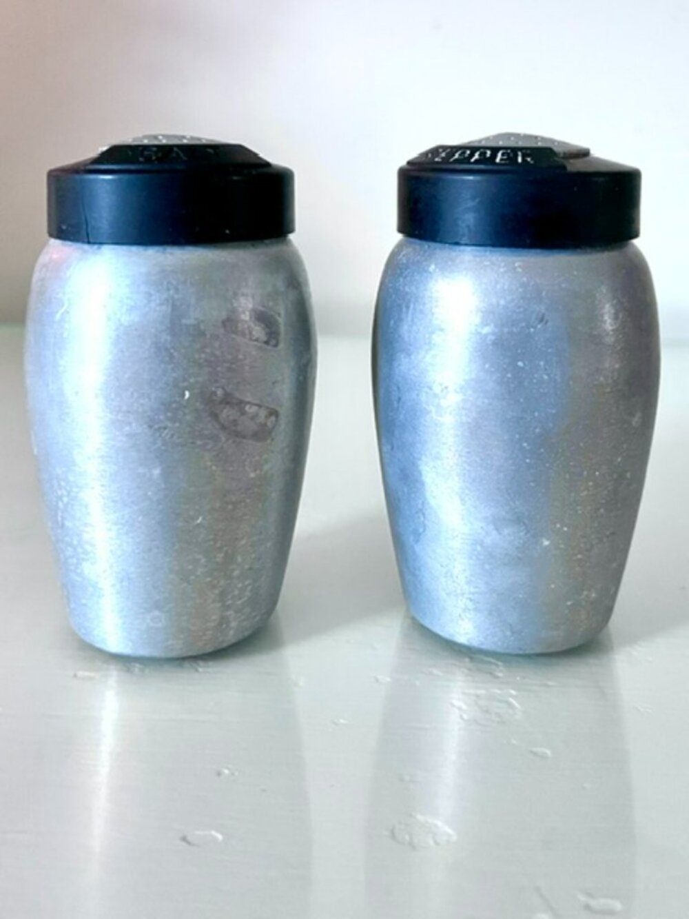 Vintage 1950's Kromex Spun Aluminum Salt & Pepper Shakers